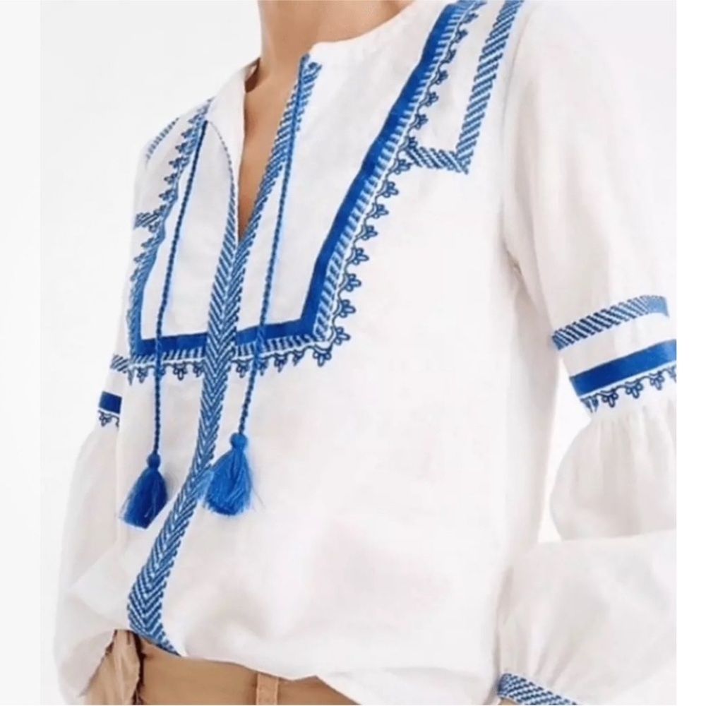 JCREW LINEN PHEASANT TOP SZ 2